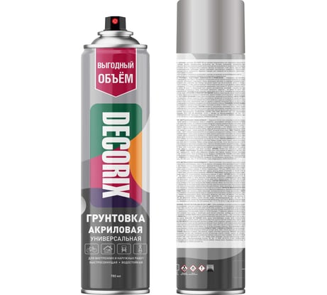 Аэрозольная грунтовка DECORIX 780 мл, серый 0154-10 DX