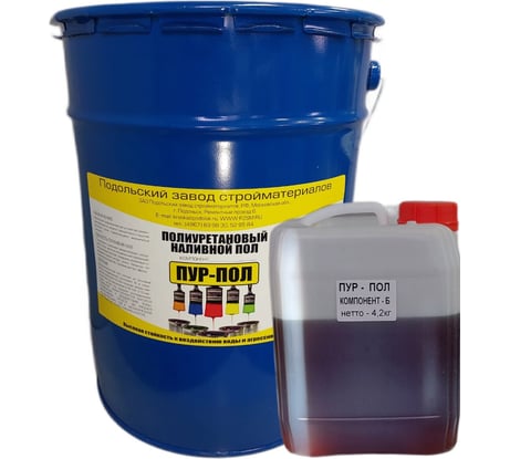 Полиуретановый наливной пол ЗАО Подольский завод стройматериалов ПУР ПОЛ, цвет серый,  20 кг (15.8+4,2 кг) 4687205507938