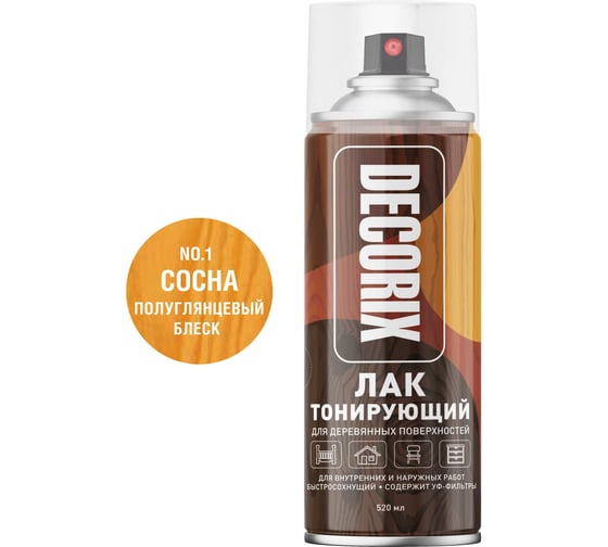Аэрозольный тонирующий лак Decorix 520 мл, сосна 0119-01 DX