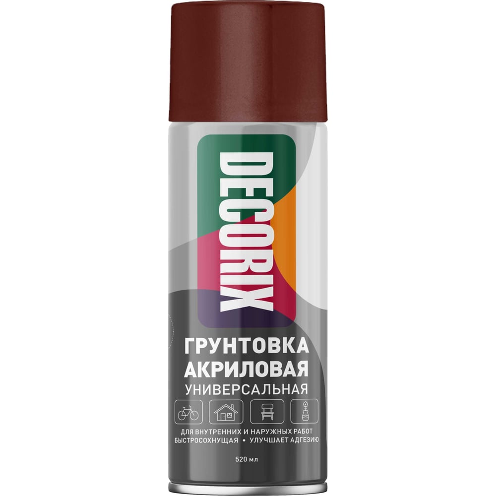 Аэрозольная грунтовка по ржавчине Decorix 400 мл, красно-коричневая ...