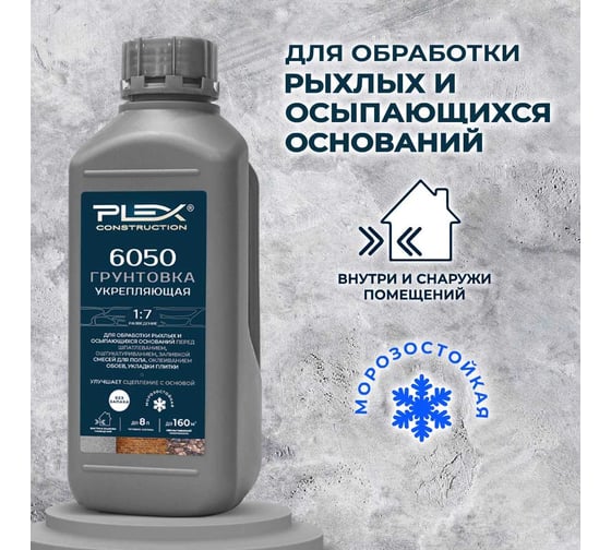Грунтовка для увеличения адгезии PLEX (концентрат 1:7) 1л 6050 УТ000007638