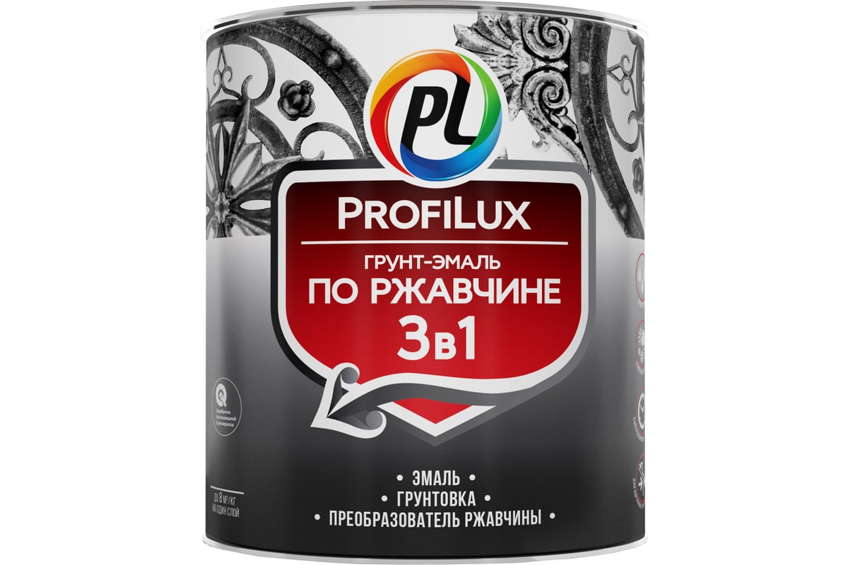 Грунт-эмаль Profilux по ржавчине 3в1 серая 1,9 кг Н0000005011 ...