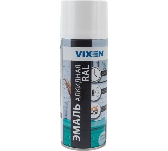 Алкидная эмаль VIXEN белая RAL 9003, аэрозоль, 520 мл 47807 VX19003