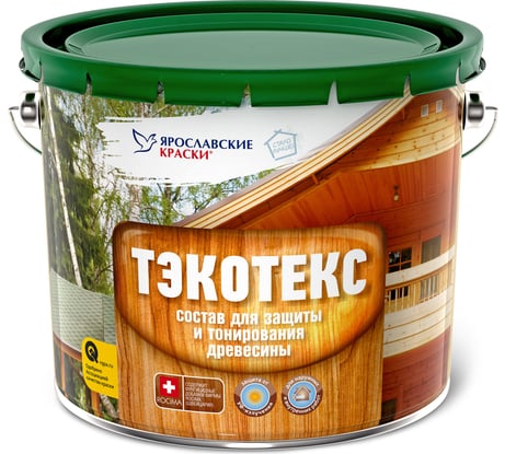 Состав для защиты и тонирования древесины ЯРОСЛАВСКИЕ КРАСКИ ТЭКОТЕКС бесцветный, ведро 7,6 кг 104091.3