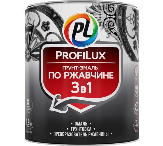Грунт-эмаль Profilux по ржавчине 3в1 коричневая 0,9 кг Н0000003499