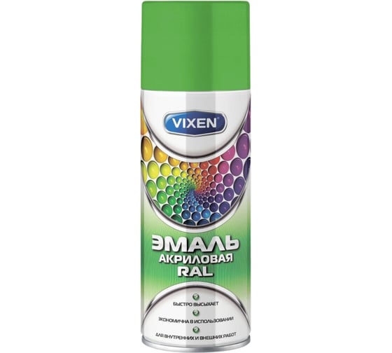 Акриловая эмаль VIXEN VX-36018 желто-зеленый, аэрозоль, 520 мл 54599