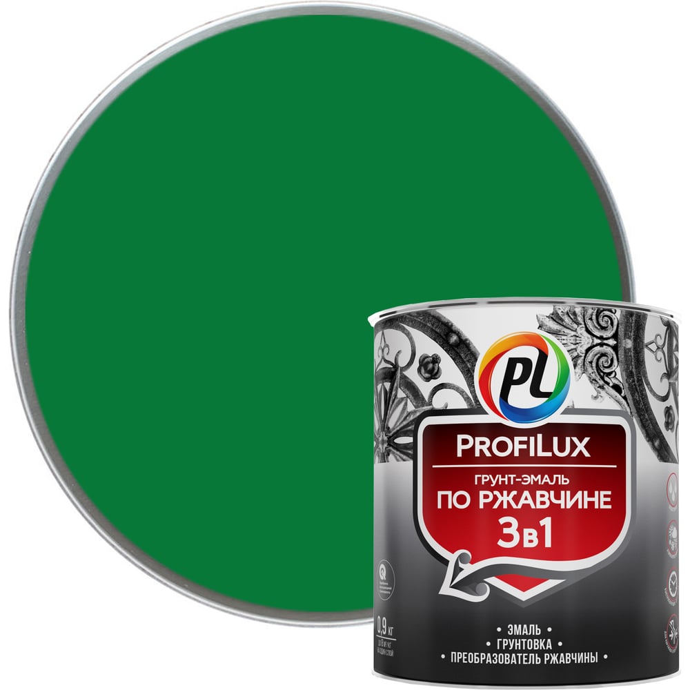 Грунт-эмальProfiluxпоржавчине3в1зеленая0,9кгН0000003479