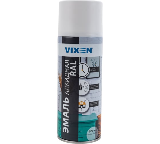 Алкидная эмаль VIXEN белая матовая RAL 9003, аэрозоль, 520 мл VX10903 1