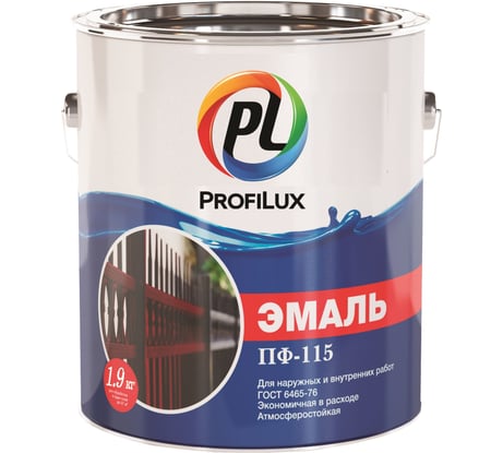 Эмаль Profilux ПФ-115 чёрная глянцевая 9005, 1.9 кг Н0000001961