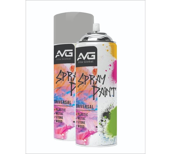 Аэрозольная краска AVG универсальная, серебристый краска 240г  №36 краска 240г №36