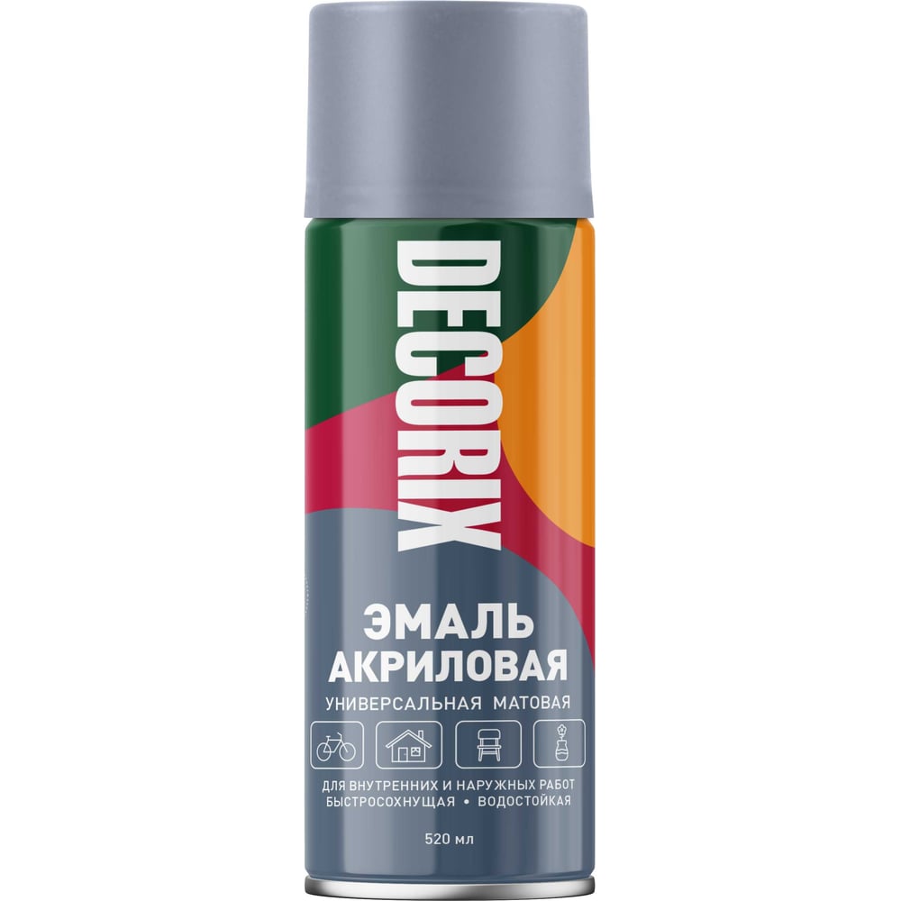 Аэрозольная эмаль Decorix универсальная, акриловая, серый, матовый, 520 ...