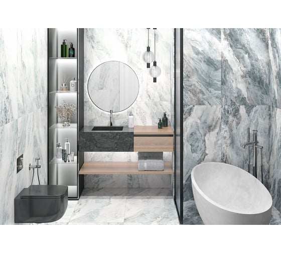 Керамогранит DELACORA Waterfall Blue матовый, карвинг, 1200x600 мм, 2 шт. в упаковке D12056M