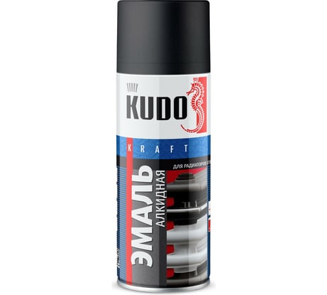 Эмаль для радиаторов отопления аэрозольная в баллончике KUDO матовая чёрная KU-5103