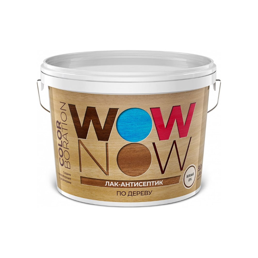 Лак-антисептик BRITE WOW NOW по дереву, беленый дуб, банка 9 л О05317 ...