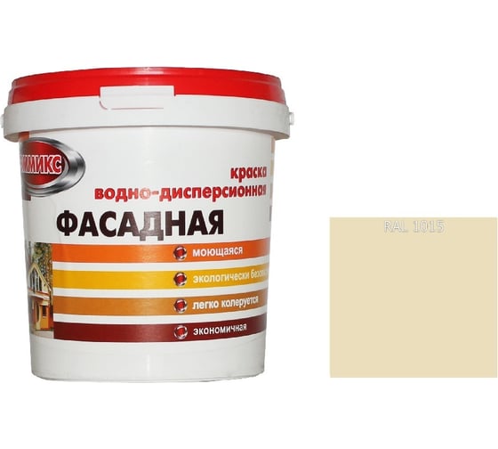 Краска ВД для наружных работ Эммикс моющаяся, RAL 1015 (ведро 16 л/25,8 кг) 4690417131242 1