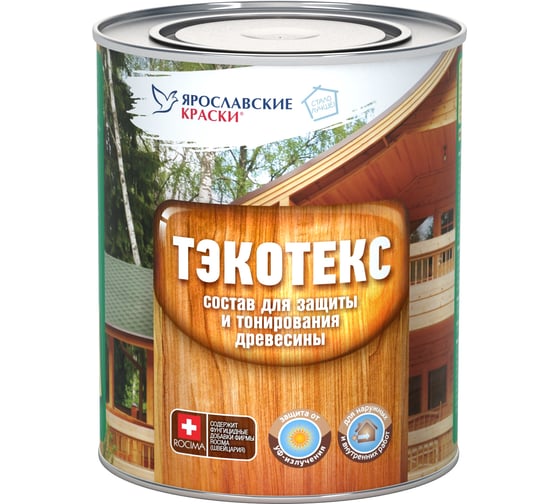 Состав для защиты и тонирования древесины ЯРОСЛАВСКИЕ КРАСКИ ТЭКОТЕКС тик, банка 0,6 кг 104063.3