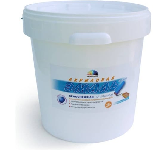 Эмаль акриловая белоснежная полуматовая ВД-АК-115 Магия Радуги 14 кг 14492 279580 1