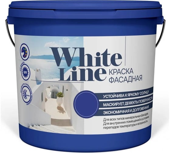 Краска фасадная ВД White Line 1000 N, ведро 0,9 л, 1,4 кг 4690417130504