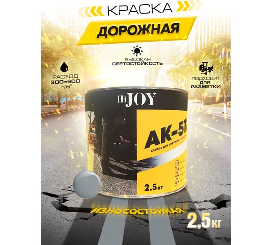 Краска для дорожной разметки ABC FARBEN АК-511 серый (2.5 кг) HiJOY 4300015770