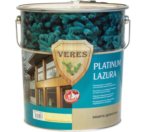 Пропитка Veres Platinum Lazura №12 белый, 9 л 210996