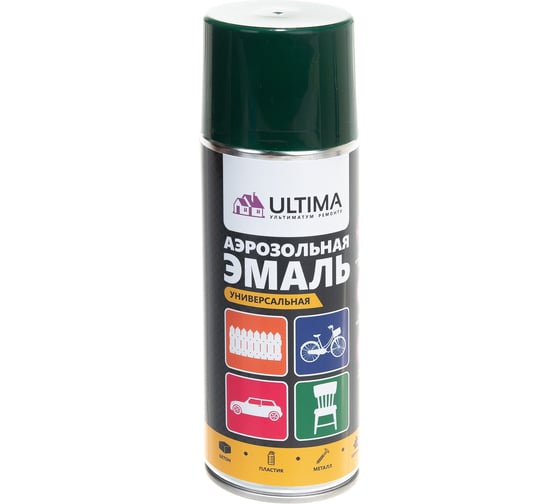 Аэрозольная краска для металлочерепицы ULTIMA ЗЕЛЕНЫЙ МОХ RAL 6005, 520 мл ULT0202