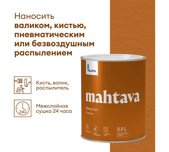 Эмаль 3 в 1 TALATU по металлу База А Mahtava 0,9 л 270972