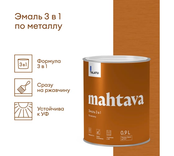Эмаль 3 в 1 TALATU по металлу База А Mahtava 0,9 л 270972