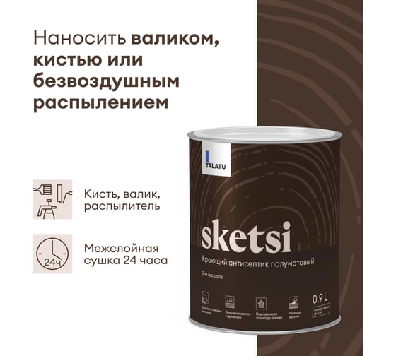 Антисептик TALATU кроющий полуматовый База А Sketsi 0,9 л S1215001001 270960