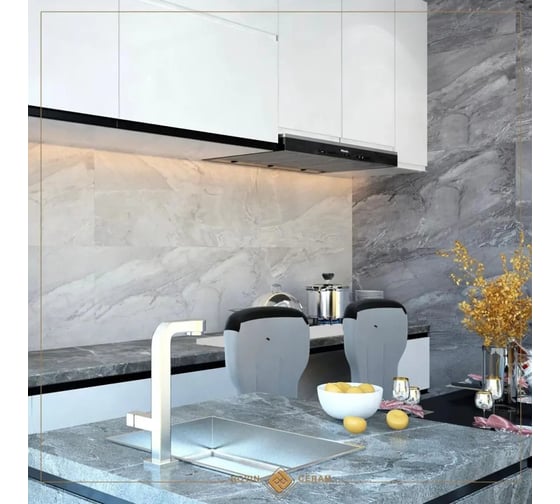 Керамогранит NOVIN CERAM YAZD TILE FORZESKO GRAY LIGHT-SEMI POLISHED размер 600х1200х10 мм, упак. 3 шт., 2,16 кв. м КА-00001098