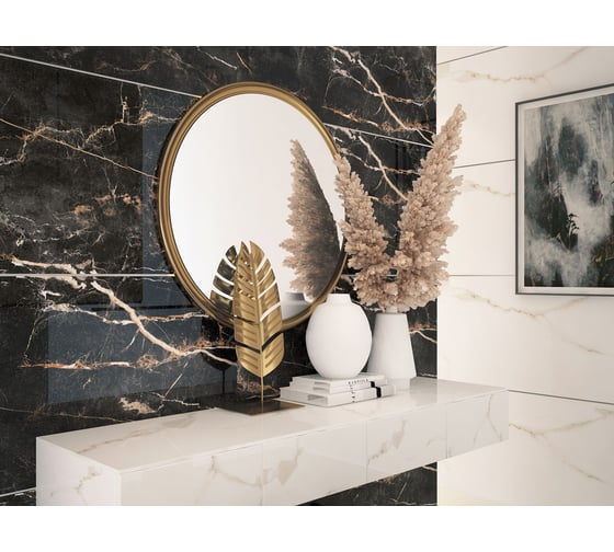 Керамогранит NOVIN CERAM YAZD TILE ASO DARK полированный, ректифицированный, 60x120 см, упак. 3 шт., 2,16  кв. м КА-00001178