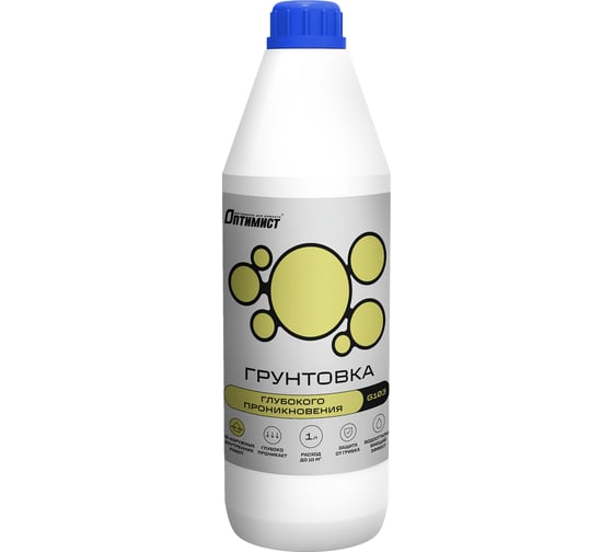 Акриловая грунтовка глубокого проникновения Оптимист G103 для наружных и внутренних работ, 1л OPG011