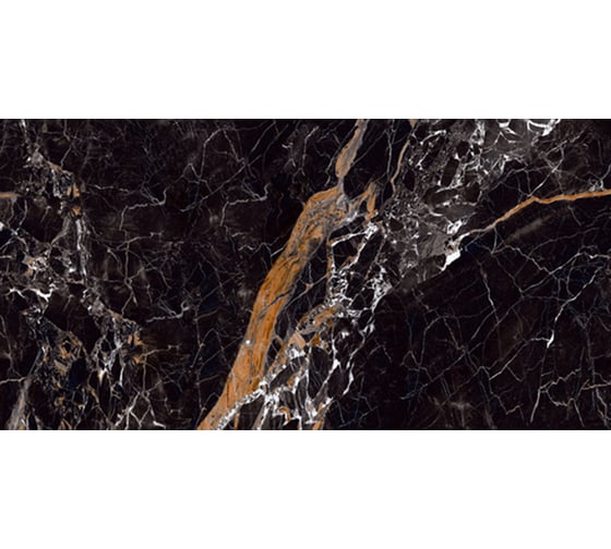 Керамогранит NOVIN CERAM YAZD TILE SATYAR BLACK полированный, ректифицированный, размер 60x120 см, упак. 3 шт., 2,16 кв. м КА-00001086
