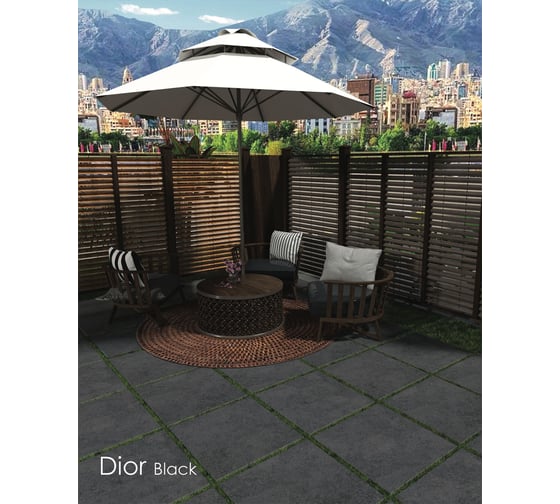Керамогранит PERSPOLIS TILE AND STONE COMPEX YAZD Dior Black окрашенный в массе 20 мм, матовый, 60x60x2 см, упак. 2 шт., 0.72 кв. м КА-00001354