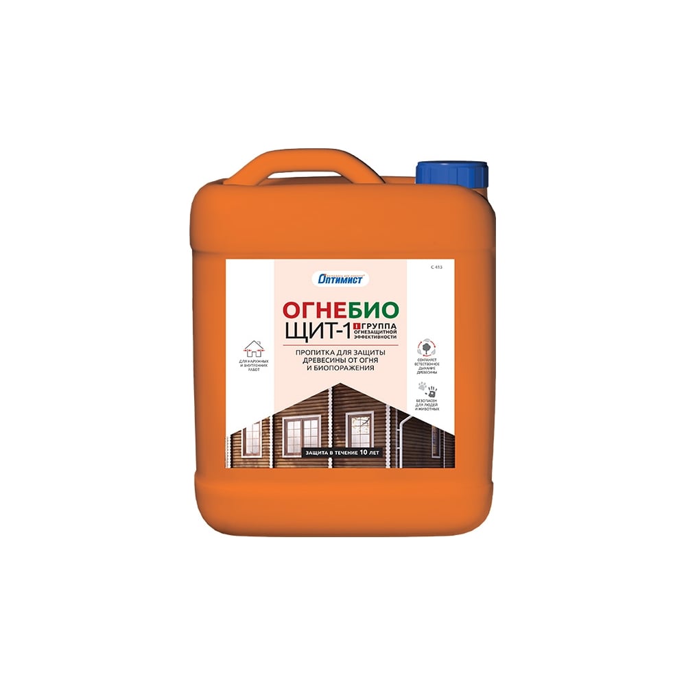 Огнезащитная пропитка Оптимист Огнебиощит-1 С413 красный, 5 л OPI023 ...