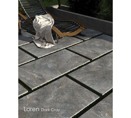 Керамогранит PERSPOLIS TILE AND STONE COMPEX YAZD Loren Dark Grey окрашенная в массе 20 мм, матовый, 60x120x2 см, упак. 1 шт., 0.72 кв. м КА-00001337