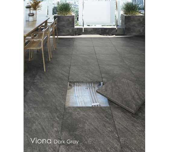 Керамогранит PERSPOLIS TILE AND STONE COMPEX YAZD Viona Dark Grey окрашенная в массе 20 мм, матовый, 60x120x2 см, упак. 1 шт., 0.72 кв. м КА-00001338