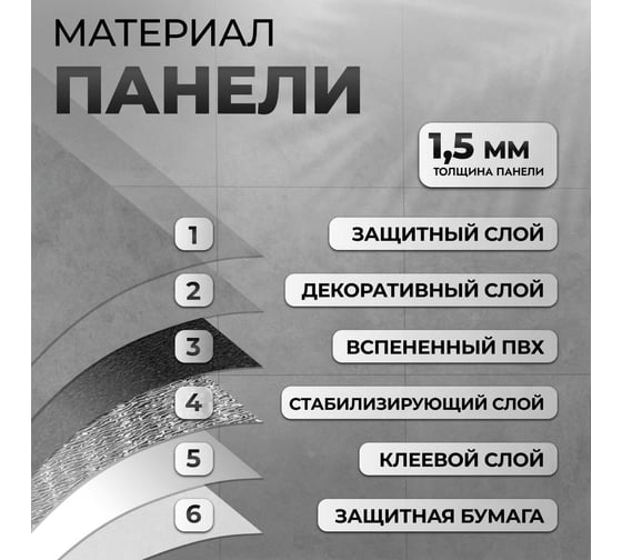 Виниловый ламинат самоклеящийся Novafloor 1. 5 мм, 1. 858 кв. м в упаковке, S-29 Бетон Оригинальный/Concrete Original