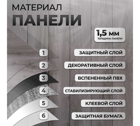 Виниловый ламинат самоклеящийся Novafloor 1. 5 мм, 2.787 кв. м в упаковке, S-26 Дуб серый/Oak Grey