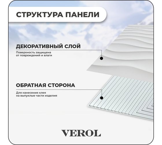Стеновые панели Verol 30x30 см, набор 15 листов, пвх СП0013