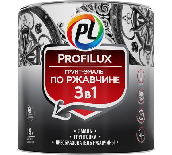 Грунт-эмаль Profilux по ржавчине 3в1 белая 1,9 кг Н0000005007