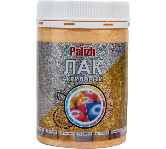 Декоративный лак с блестками Palizh №190 золото 0,2 кг 11605661