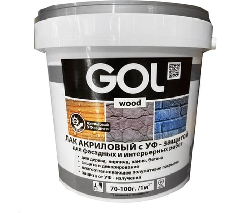 Морозостойкий акриловый лак с УФ-защитой Palizh GOL wood полуматовый 0,9 кг 11605643