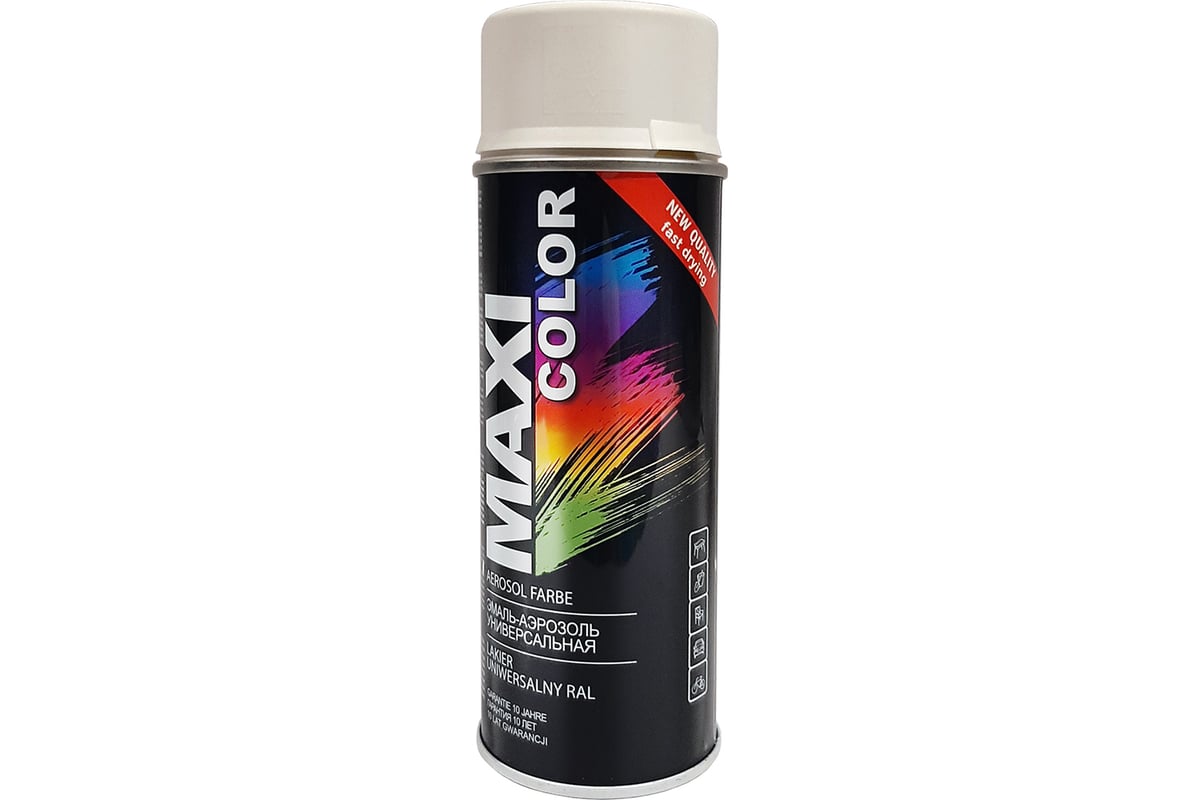 Эмаль-аэрозоль MAXI COLOR белая матовая 0,4 л 9010mMX - выгодная цена,  отзывы, характеристики, фото - купить в Москве и РФ