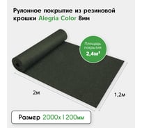 Рулонное резиновое покрытие Alegria color 850 8 мм, 2x1.2 м, (2.4 м2), черный с зелеными вкраплениями 8.2.850Bg