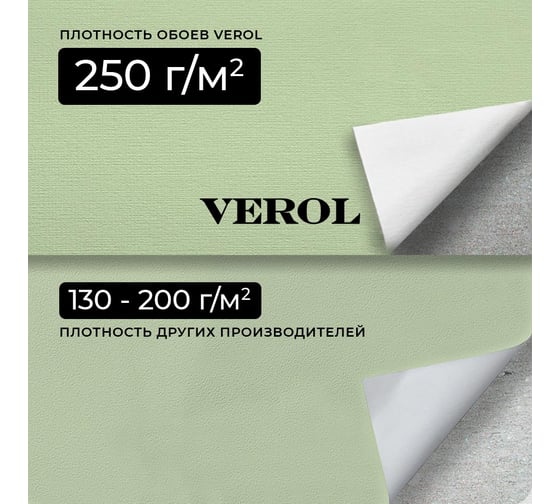 Обои флизелиновые Verol «Зеленые» 1.06x40 м, площадь 40 м2, обои на стену, декор для дома, виниловые на флизелине, метровые, однотонные, компаньоны 24-ФОК-001-4шт