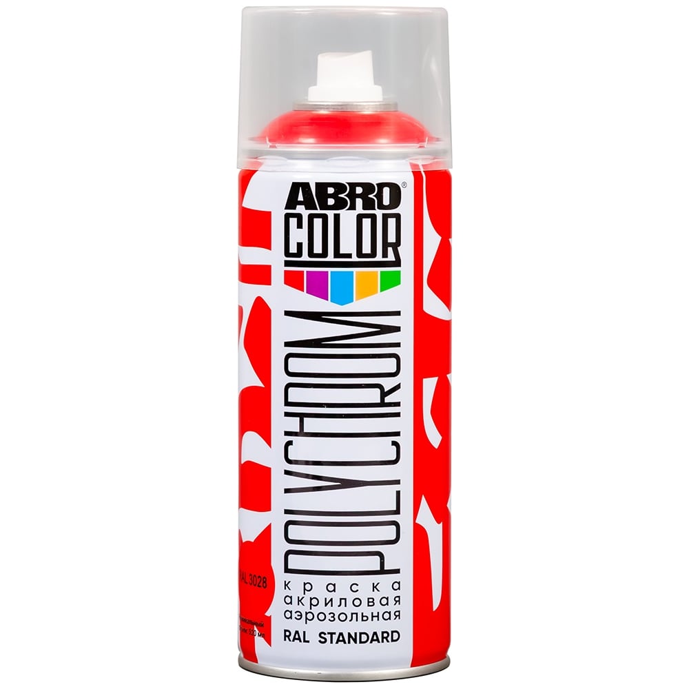 Краска акриловая аэрозольная ABRO POLYCHROM RAL 3028 красный COLOR SP ...