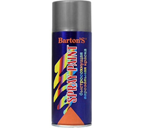 Алкидная аэрозольная краска BARTON'S Spray Paint серая глянец RAL7040, 520 мл BR160