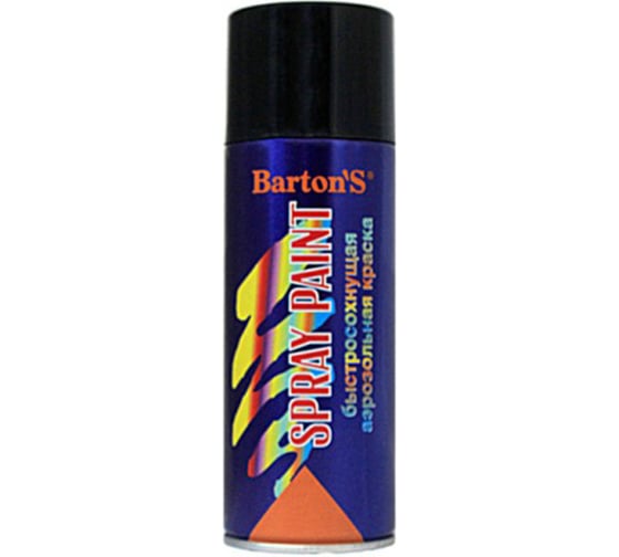 Алкидная аэрозольная краска BARTON'S Spray Paint ЧЕРНАЯ глянец RAL9005, 520мл BR162 1
