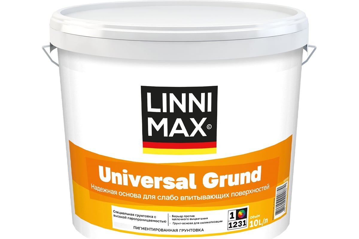 Грунтовка пигментированная водно-дисперсионная LINNIMAX Universal Grund ...