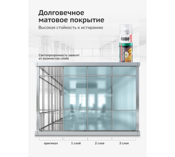 Декоративное покрытие для стекла KUDO "Эффект инея" голубой KU-9032
